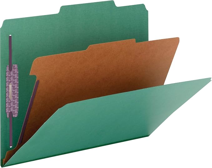 SMD13733 - Smead 13733 Green Colored Pressboard Classification Folders with SafeSHIELD Fasteners by SMEAD