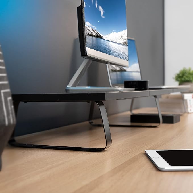 VIVO 55 inch Extra Long Monitor Stand, Wood & Steel Desktop Riser, Multi Screen, TV, Keyboard, Laptop, Ergonomic Desk and Tabletop Organizer, Black, STAND-V000D5 - Image 5
