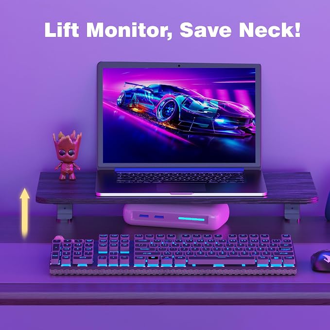 Desk Extender, 22-inch Clamp-On Desk Shelf, Height-Adjustable Desktop Shelf Organizer for Monitors Office and Gaming Accessories, Arm Support Table Extension, 44lbs Heavy Duty, Black - Image 3