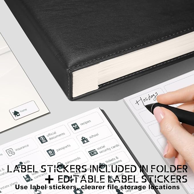JOYCE Important Document Organizer 14 Expanding Pockets,Black | Waterproof leather binder with 13 Card Slots for Passports, Birth Certificates, Tax Files and Wills - Image 6