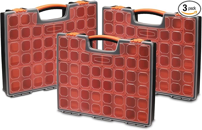 EMENTOL 3PCS Multi-Purpose Portable Organizer Box Set with 72-Removable Compartments, 3 Pieces Professional Boxes with Dimension 16.2"L*13"W*2.3"H by EMENTOL