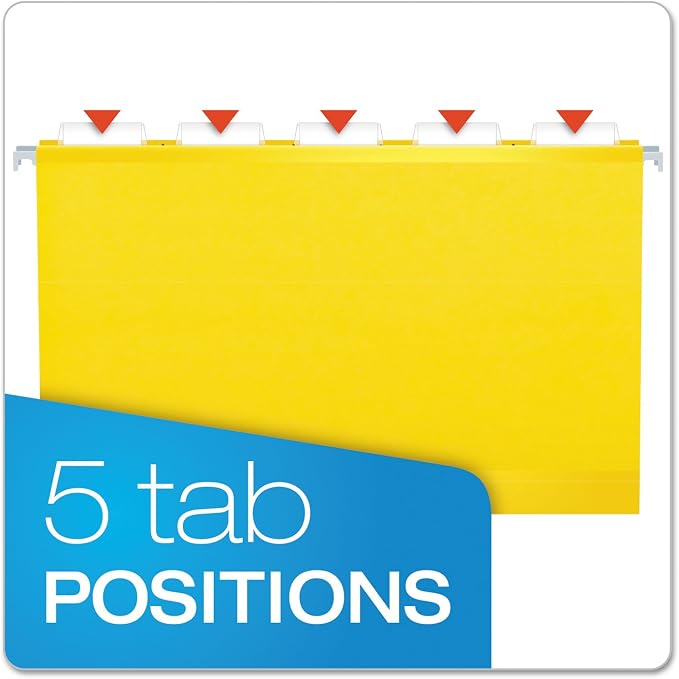 Pendaflex Extra Capacity Reinforced Hanging Folders, 2", Legal Size, Yellow, 1/5 Cut, 25/BX (4153x2 YEL) - Image 4