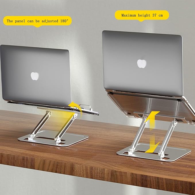 Adjustable Desktop Book Stand, Aluminum Reading Document Holder with Foldable Base, Book Holder, Foldable Desktop Riser for Laptop, Recipe, Textbook (Black) - Image 7