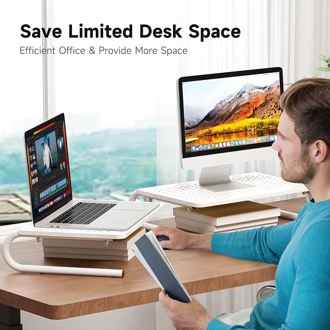 suptek Monitor Stand Riser for Computer,Laptop,Printer, Notebook and All Flat Screen Display with Vented Metal Platform and 4 Inches Height Underneath Storage,White(MST004W) - Image 4