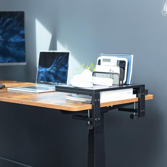 VIVO Clamp-on 15 inch Desk Extension Shelf for Gaming Devices, Ergonomic Computer Monitor and Laptop Riser, Printer Stand, Versatile with Freestanding Feet Included, Desktop Organizer, DESK-SHELF15B - Image 7