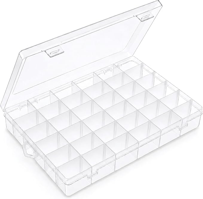 Bead Organizer Storage 36 Grid Jewelry Tackle Craft Box Adjustable Dividers | Clear Plastic, Adjustable Dividers, for Beads Nails Jewelry Crafts Fishing Tackle and Small-Item Organization by Outuxed