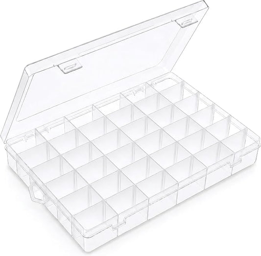 Bead Organizer Storage 36 Grid Jewelry Tackle Craft Box Adjustable Dividers | Clear Plastic, Adjustable Dividers, for Beads Nails Jewelry Crafts Fishing Tackle and Small-Item Organization by Outuxed