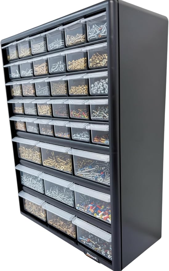 Homak Parts Organizer, Black, 39 Drawers - Image 4