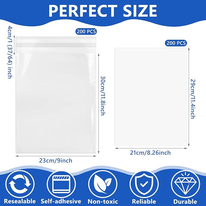 200 Pcs Magazine & Comic Book Protector Sleeves with 200 Backing Boards - Bulk Archival Set, Double Protection for Serious Collectors, Acid-Free Storage (23x30cm) - Image 2