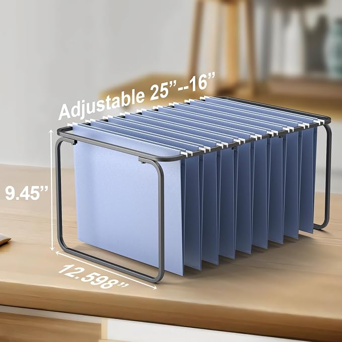 2 Sets Upgraded Adjustable Hanging File Folder Frame,Legal/Letter Size,Length Adjusted 16 to 25 inches,Heavy Duty Steel File Drawer/Cabinet Organizer Insert, Hanging Folder Holder,12.598" W X 9.45" H - Image 5