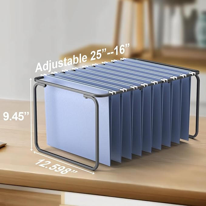Upgraded Adjustable Hanging File Folder Frame,Legal/Letter Size,Length Adjusted 16 to 25 inches,Heavy Duty Steel File Drawer/Cabinet Organizer Insert, Hanging Folder Holder,12.598" W X 9.45" H - Image 3