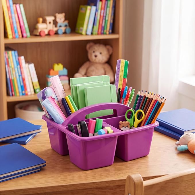 Kathfly 18 Pack Classroom Caddy Organizer with Handle, Plastic Art Craft Cleaning Caddy Bulk, Small Multipurpose Supply Organization Storage Basket for Table Desk Office Pencil Teacher (Mixed Color 2) - Image 3
