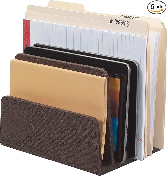 MobileVision Executive Dark Brown Desktop File Folder Organizer and Paper Tray, 5 Slot Dividers by MobileVision