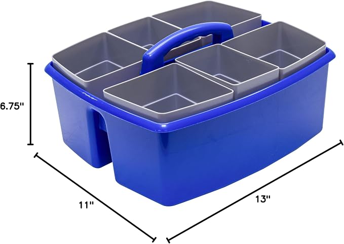 Storex Large Classroom Caddy with Cups, 13 x 11 x 6.575 Inches, Blue, Case of 2 (00985U02C) - Image 9