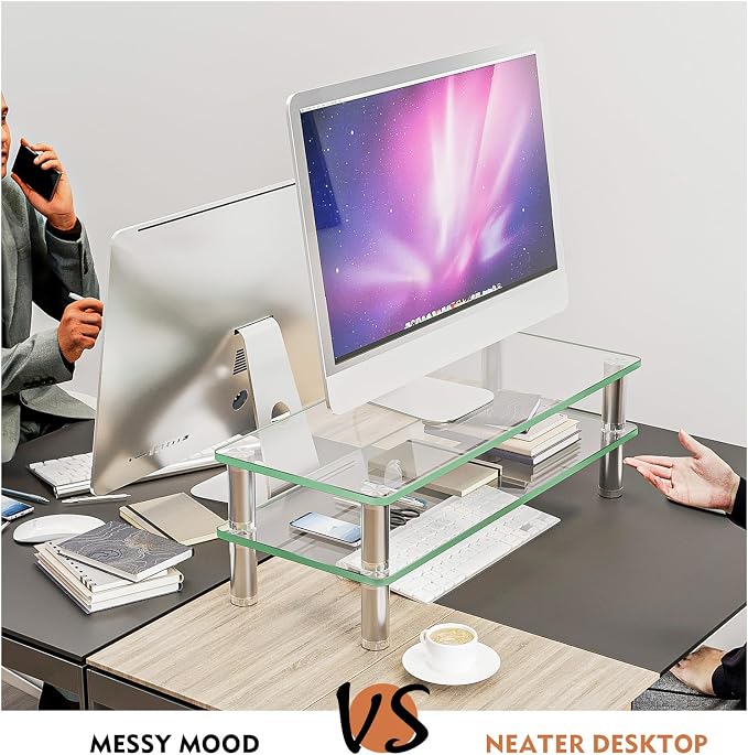 2 Pack Computer Monitor Riser with Height Adjustable Multi Media Desktop Stand for Flat Screen LCD LED TV, Laptop/Notebook/Xbox One,HD01T-201 - Image 4
