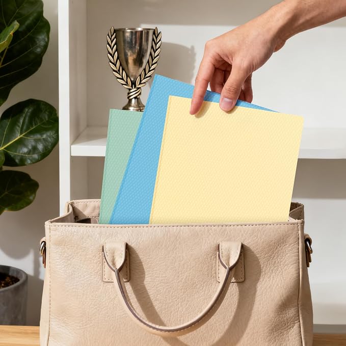 6-Pack Plastic andPockets and Prongs,2-Pocket and3 Fasteners, Pastel Folders Holds 8-1/2" x 11" Paper for School/Office/Home, Yellow - Image 5