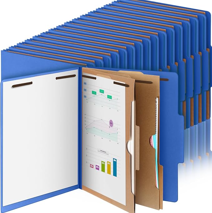 36 Pcs Skyygemm Classification Folder Letter Size, 2 Pocket File,Dark Blue | Back to School Supplies, File Organizer with Fastener, Expanding File Organizer Bulk for Office Employee, Staff, Teacher by Skyygemm