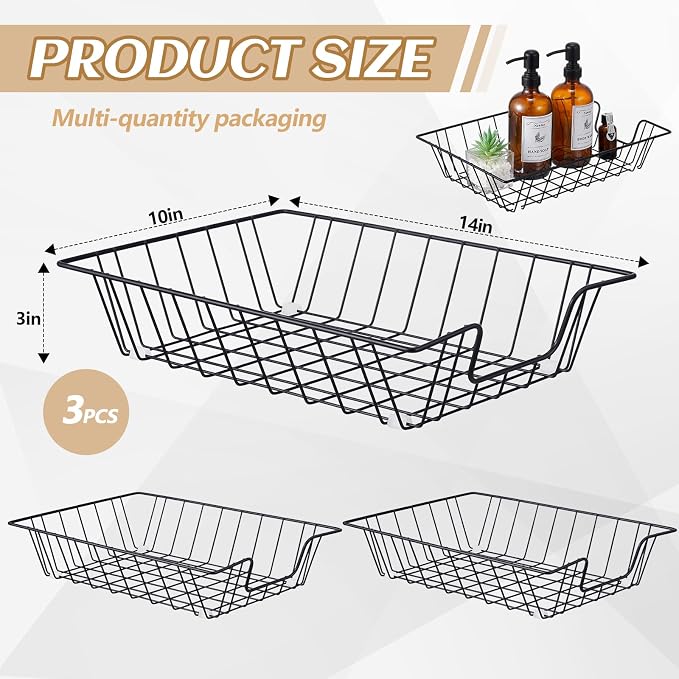 Yeaqee 3 Pcs Letter Tray Classroom Paper Trays,14'' X 10'' X 3'',Black - Image 2