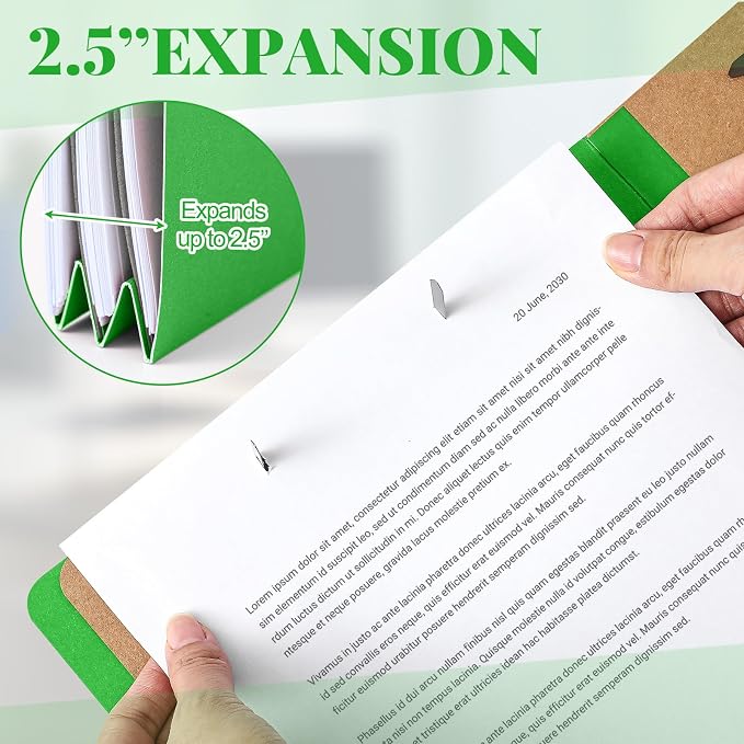 AmazingSpark 12 Pcs Legal Size Classification Folders 2 Divider, Bulk Pressboard File Folder with Expansion 2 Prongs Fastener Heavy Duty Office File Organizer for School Hospitals Home(Green) - Image 4