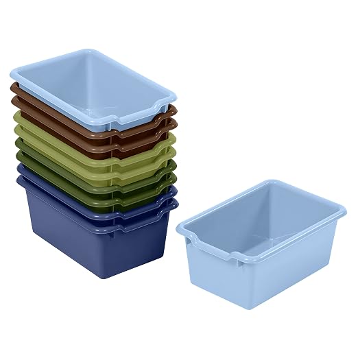 ECR4Kids Scoop Front Storage Bins, Multipurpose Organization, Earthtone, 10-Piece by ECR4Kids