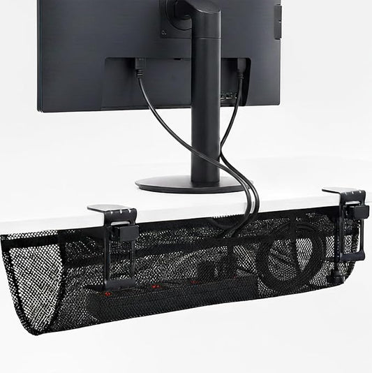 VIVO No Drill Clamp-on 24 inch Mesh Net Under Desk Cable Management Wire Organizer, Adjustable Home Office Standing Desk Cord Storage Sleeve, Black, DESK-AC24MH by Unknown