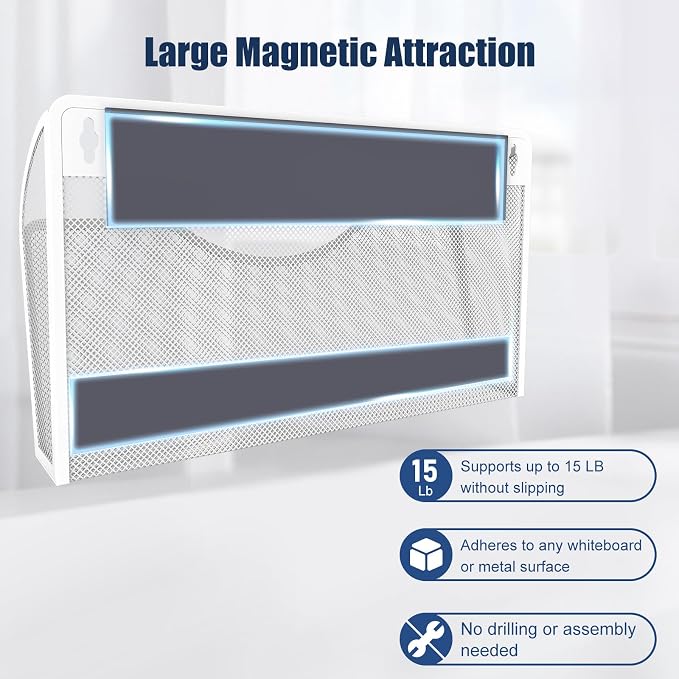 4PCS Magnetic File Holder - No Drilling Magazine Paper Document Holder, Hanging File Organizer for Refrigerators, Whiteboards & File Cabinets - Image 2