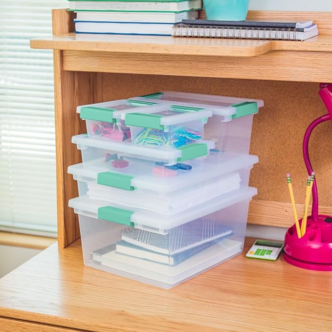 Sterilite Clip Box, Stackable Clear Plastic Bins- Large, 18-Pack | Storage Containers with Latching Lids for Writing, Arts or Crafts Supplies - Home, Office, Classroom & Workshop Organization - Image 8