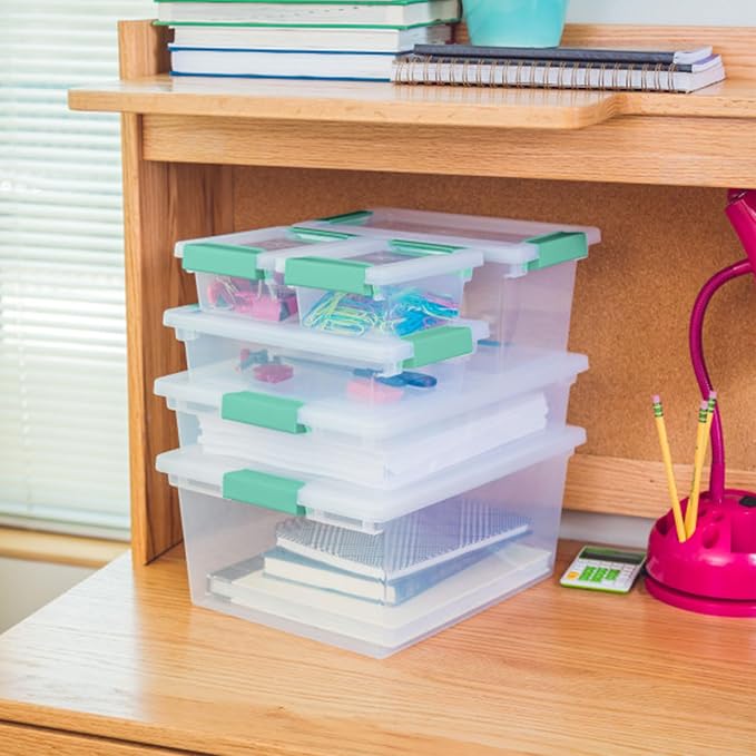 Sterilite Clip Box, Stackable Clear Plastic Bins- Large, 12-Pack | Storage Containers with Latching Lids for Writing, Arts or Crafts Supplies - Home, Office, Classroom & Workshop Organization - Image 8