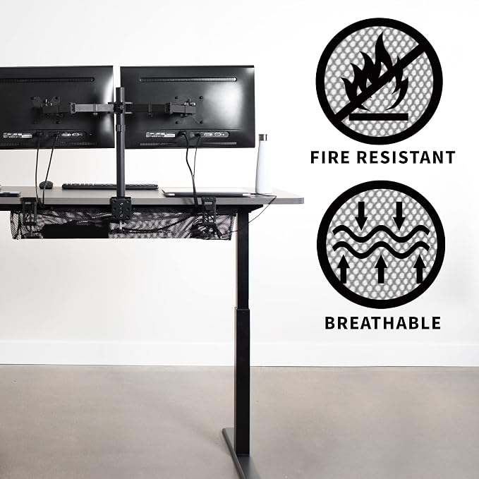 VIVO No Drill Clamp-on 36 inch Mesh Net Under Desk Cable Management Wire Organizer, Adjustable Home Office Standing Desk Cord Storage Sleeve, Black, DESK-AC36MH - Image 9