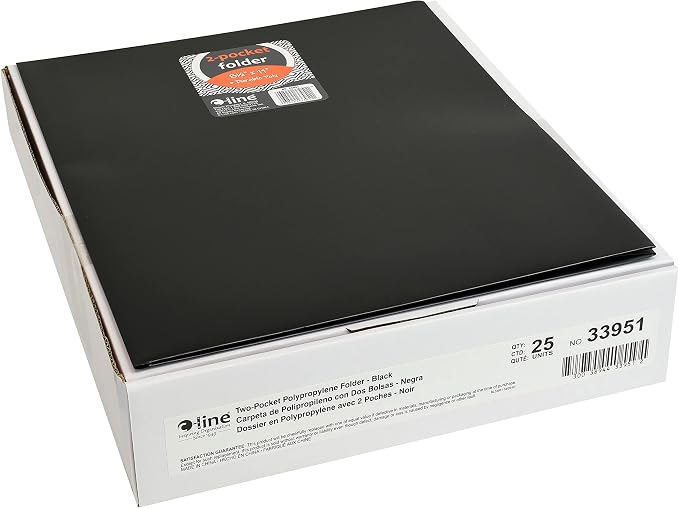C-Line Two-Pocket Heavyweight Poly Portfolio, For Letter Size Papers, Includes Business Card Slot, 1 Display Case of 25 Portfolios, Black (33951-25) - Image 2