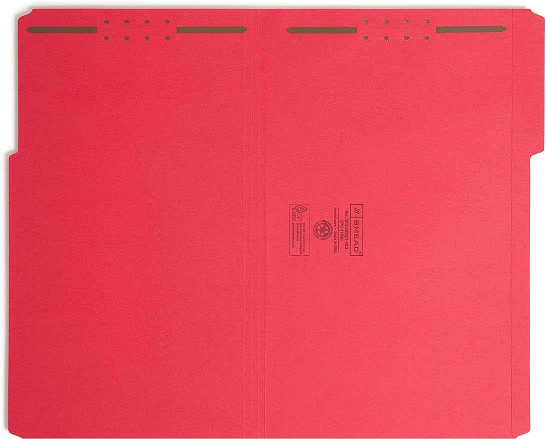 Smead Fastener File Folder, 2 Fasteners, Reinforced 1/3-Cut Tab, Legal Size, Red, 50 per Box (17740) (Pack of 1) - Image 3