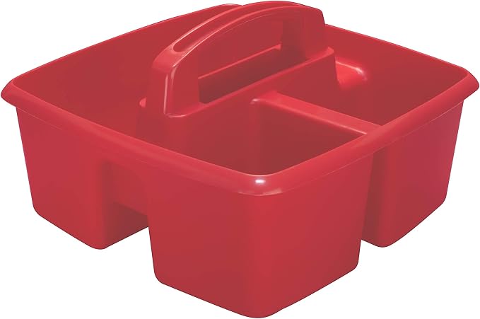 Storex 3-Compartment Small Caddy – Multipurpose Classroom Organizer with Handle, Red, 5-Pack (00949U06C) - Image 3