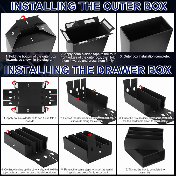 AOBOPLE Trading Card Storage Box,21000+ Cardboard Sports Card Boxes | Bulk Card Boxes with 72 Card Dividers,Labels +Tape,Stackable,Card Organizer for MTG TCG PTCG Sport Cards - Image 6
