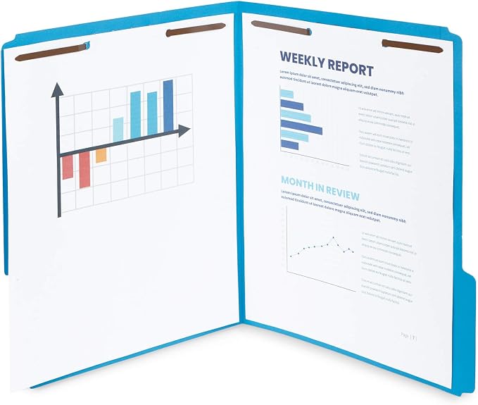 Blue Summit Supplies 50 Fastener File Folders, 1/3 Top Tab, Blue | Reinforced 1/3 top tab, letter size, 11pt, embedded fasteners, for medical files, reports, and office records - Image 2