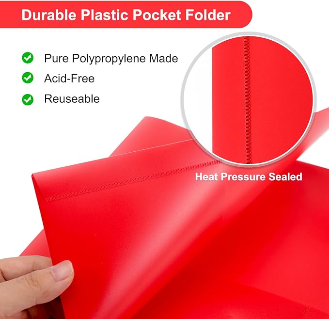 ViVin 60-Pack Plastic Folders with Pockets, 2-Pocket Letter Size, Assorted Color - Image 2
