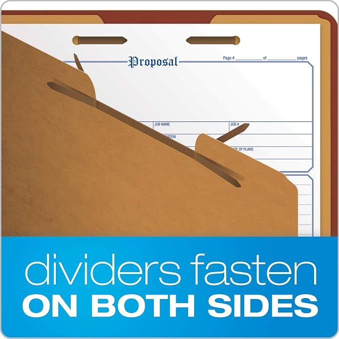 Pendaflex Pressboard Classification File Folders, 3 Dividers, 2" Embedded Fasteners, 2/5 Tab Cut, Letter Size, Red, Box of 10 (1357R) (Pack of 5) - Image 4