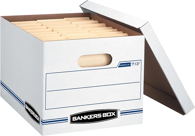 Bankers Box 20-Pack Basic-Duty File Storage Box with Lid, Letter/Legal | Tame everyday paperwork with affordable file boxes, lift-off lids, and reinforced handles for simple record storage. - Image 7