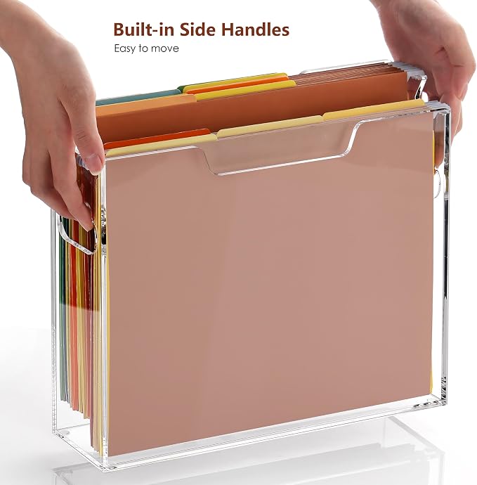 DINGHUO Acrylic Letter Size Hanging File Organizer for Wall Mounted/Desktop | Wall Mail Paper Folder Organizer with Handle, Clear Magazine Holder for Office Home School (No Assembly Required) - Image 6