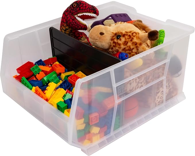 Akro-Mils 30289 Super-Size AkroBins Plastic Storage Bins, Space-Saving Stackable Bins for Garage, Classroom, Warehouse Organization, 24" L x 18" W x 12" H, Clear, 1-Pack - Image 6