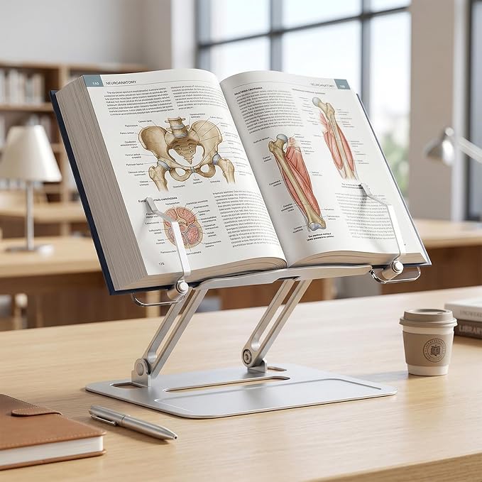 Book Holders for Reading Hands Free - Acrylic Book Stand for Reading, Ergonomic Reading Stand for Textbook Student, Bible Stand, Portable Book Stand for Desk,Recipe,Music Sheets - Image 4