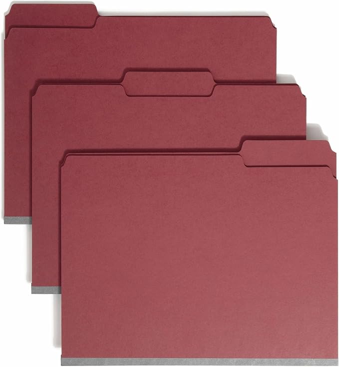 Smead Pressboard Fastener File Folder with SafeSHIELD Fasteners, 2 Fasteners, 1/3-Cut Tab, 2" Expansion, Letter Size, Bright Red, 25 per Box (14936) - Image 5