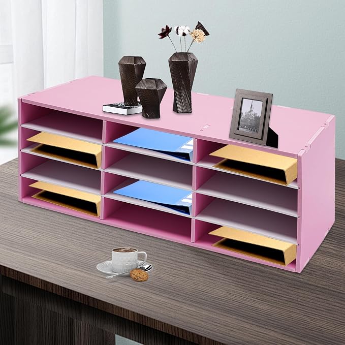 12-Slot Desktop Mail Sorter Organizer File Holder for Office Home | Sturdy PVC Construction, Top Storage Platform, Wide Slot Openings, Smooth Round Corners, Easy Assembly, Effortless Cleaning - Image 4
