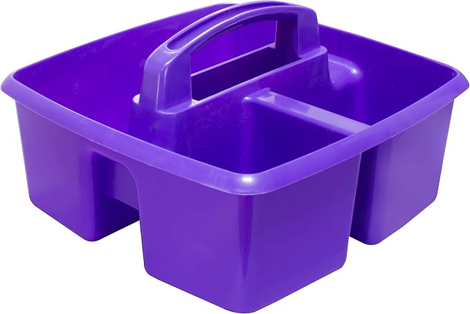 Storex 3-Compartment Small Craft Caddy – Multipurpose Classroom Organizer with Handle, Purple, 6-Pack (00944C06C) - Image 3