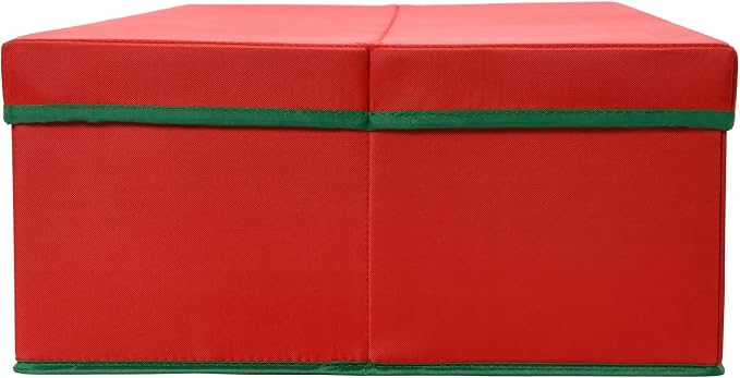 Household Essentials Holiday Gift Wrap Organizer with Lid, Red and Green - Image 7