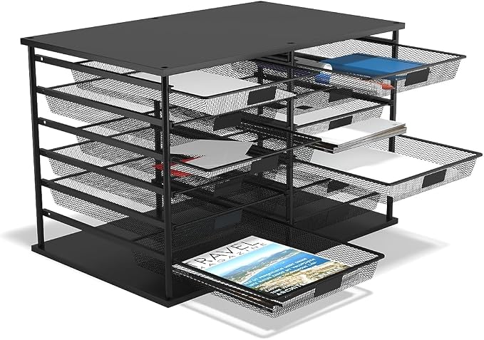 TRU RED Wire Mesh File Organizer, 12‑Compartment, Matte Black – High‑Capacity Vertical Desktop Sorter for Files & Mail - Image 6