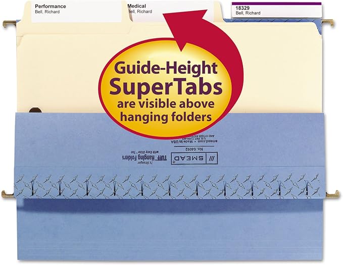 Smead SuperTab® Fastener File Folder, 2 Fasteners, Oversized Reinforced 1/3- Cut Tab, Guide Height, Letter Size, Manila, 50 Each per Box (14535) - Image 4