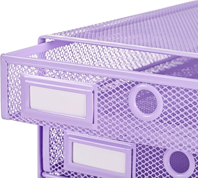 Annova Desk Organizer Wire Mesh 3 Tier Sliding Drawers Paper Sorter/Multifunctional/Premium Solid Construction for Letters, Documents, Mail, Files, Paper, Kids' Art Supplies (Light Pink) - Image 6