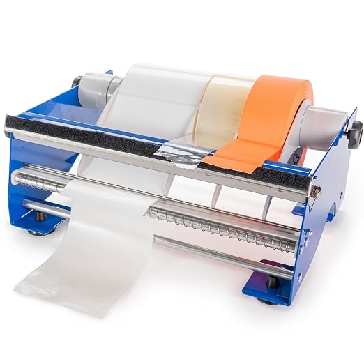 IDL Packaging 12" Manual Label and Tape Dispenser, 2" and Up Core Size, Adjustable Roll Width - Tabletop & Wall-Mounted Multi Roll Holder - Industrial Grade Steel Construction by IDLPackaging