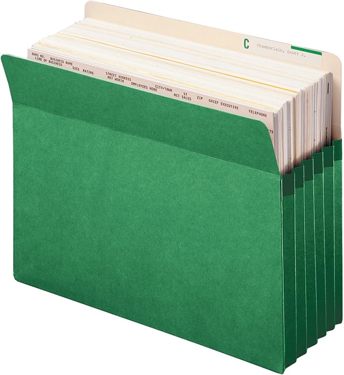 Smead File Pocket, Straight-Cut Tab, 5-1/4" Expansion, Letter Size, Green, 10 per Box (73236) - Image 4