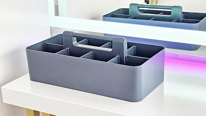 -Large Portable Caddy, DIY Dividers, 8 Compartments, School Office Supplies Home Business Organizer,Portable Basket with Handle Storage Made in USA (3 PACK, Orion Gray) - Image 8